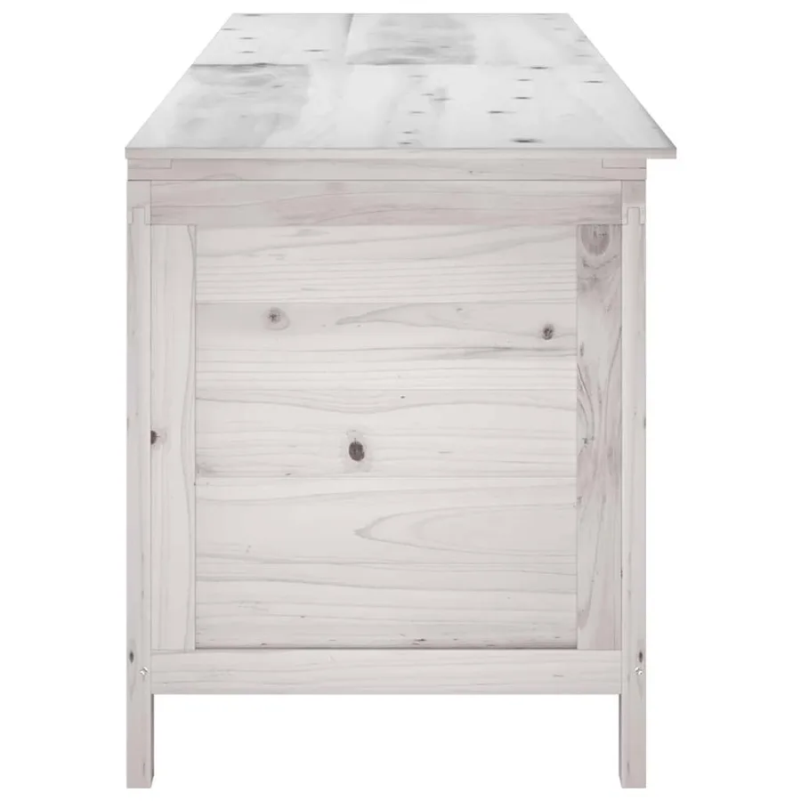 Boîte de rangement de jardin blanc bois massif de sapin - 5