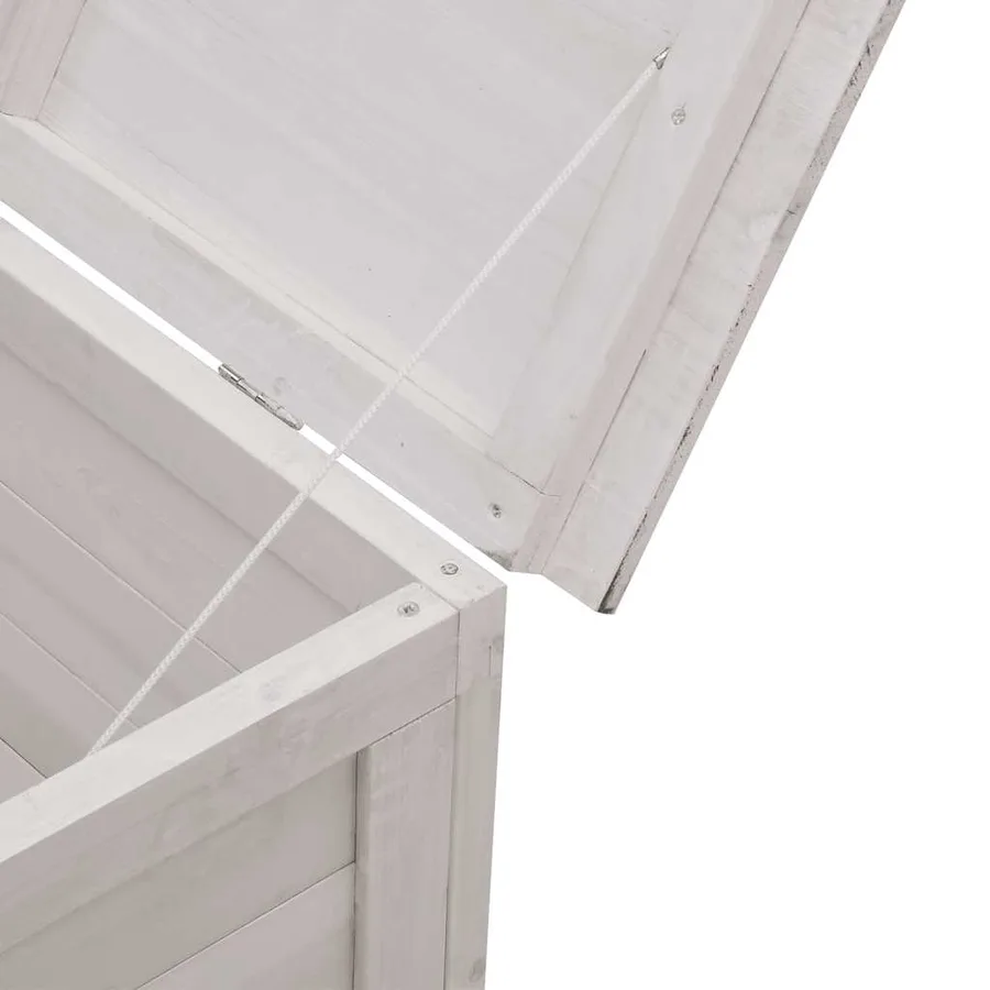 Boîte de rangement de jardin blanc bois massif de sapin - 7