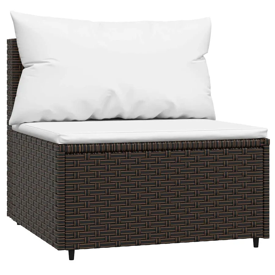 Salon de jardin 3 pcs avec coussins marron résine tressée - 5
