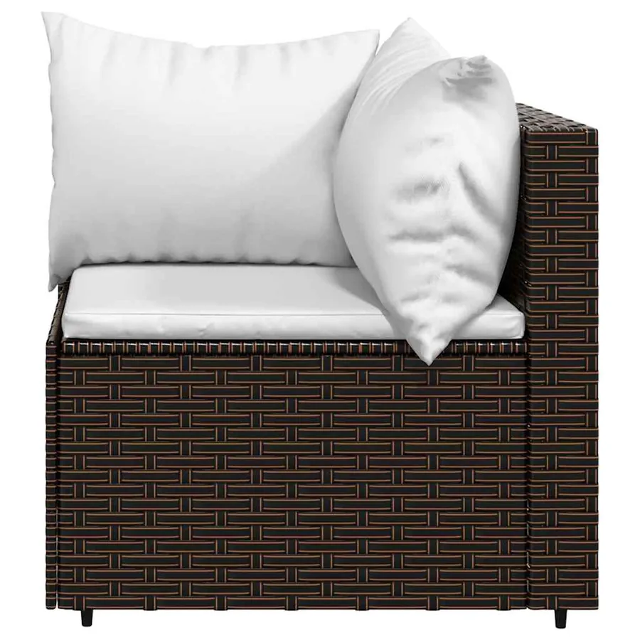Salon de jardin 3 pcs avec coussins marron résine tressée - 7