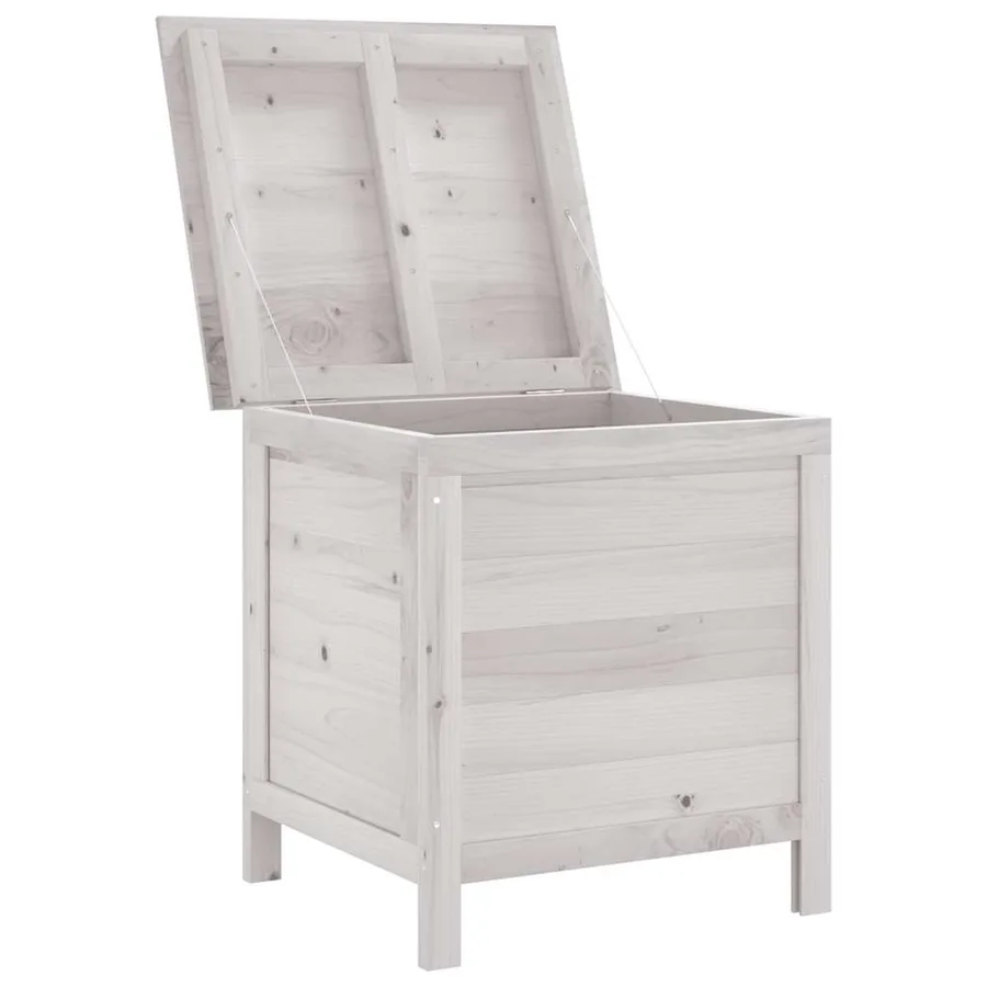 Boîte de rangement de jardin blanc bois massif de sapin - 3
