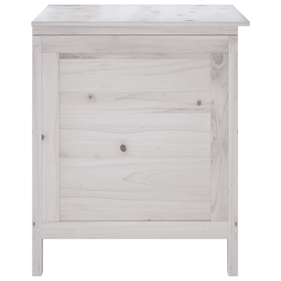 Boîte de rangement de jardin blanc bois massif de sapin - 5