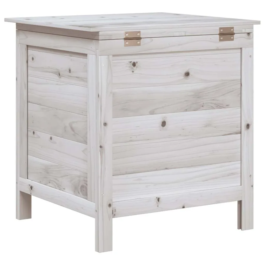 Boîte de rangement de jardin blanc bois massif de sapin - 6