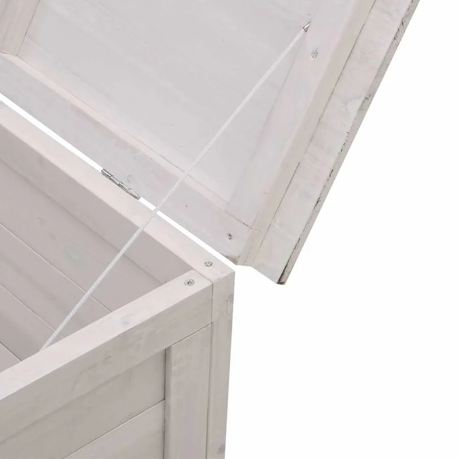 Boîte de rangement de jardin blanc bois massif de sapin - 7