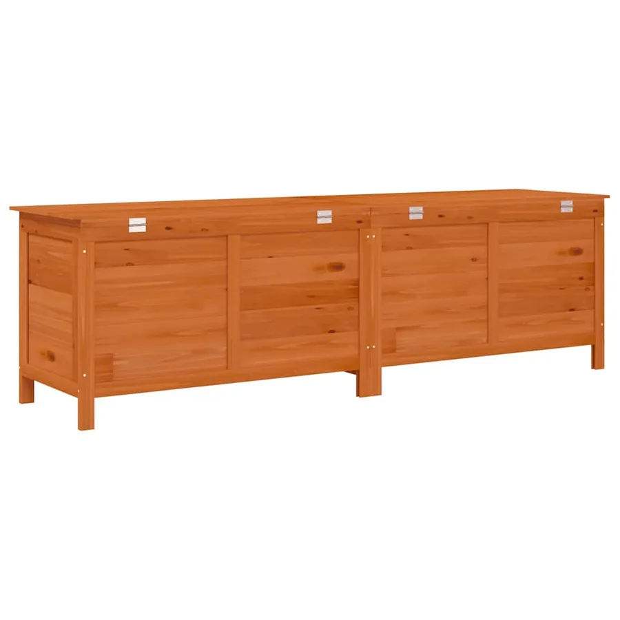 Boîte de rangement de jardin marron bois massif de sapin - 6