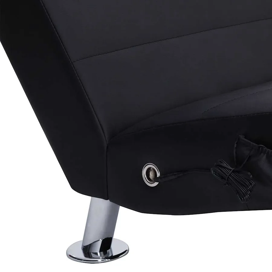 Chaise longue de massage avec oreiller Noir Similicuir - 7