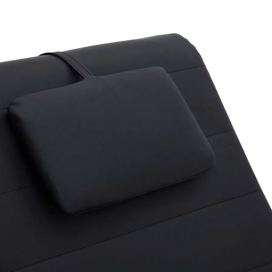 Chaise longue de massage avec oreiller Noir Similicuir - 8