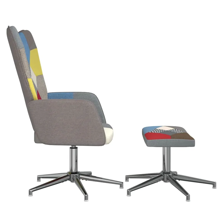 Chaise de relaxation avec tabouret Patchwork Tissu - 4