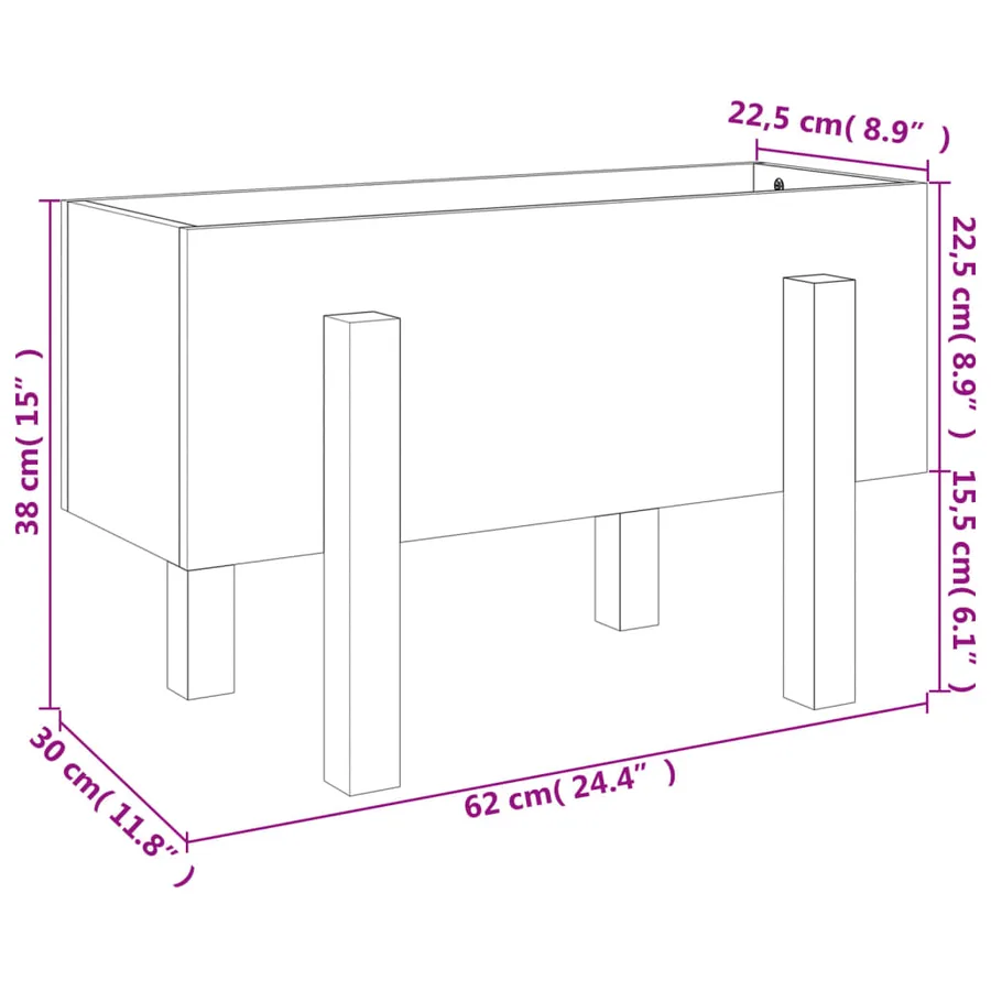 Jardinière 62x30x38 cm bois massif de pin - 9