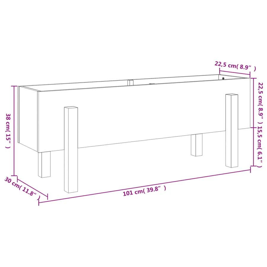 Lit surélevé de jardin 101x30x38 cm bois douglas massif - 9