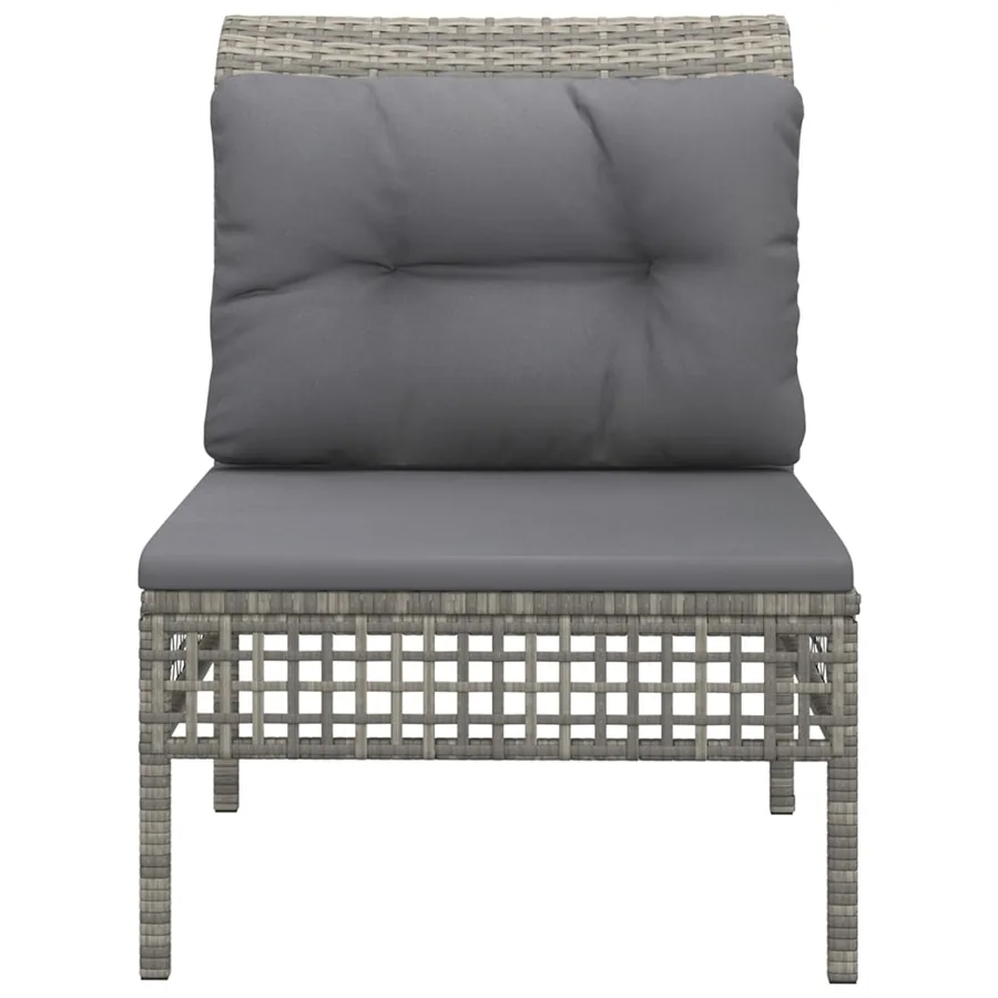 Canapé central de jardin avec coussin Gris Résine tressée - 3