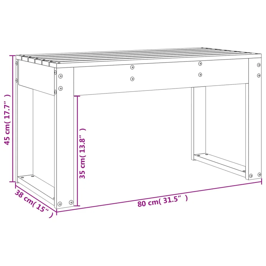 Banc de jardin 80x38x45 cm bois massif Douglas - 8