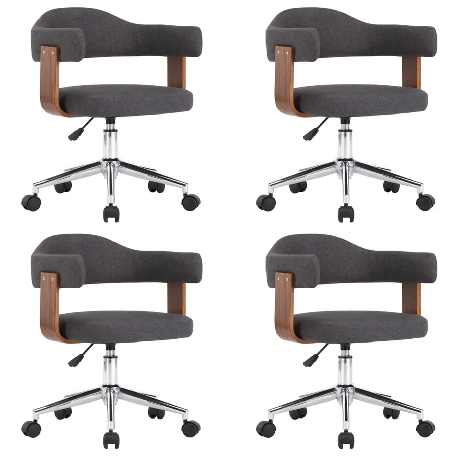 Chaises pivotantes à manger lot de 4 gris bois courbé et tissu - 2