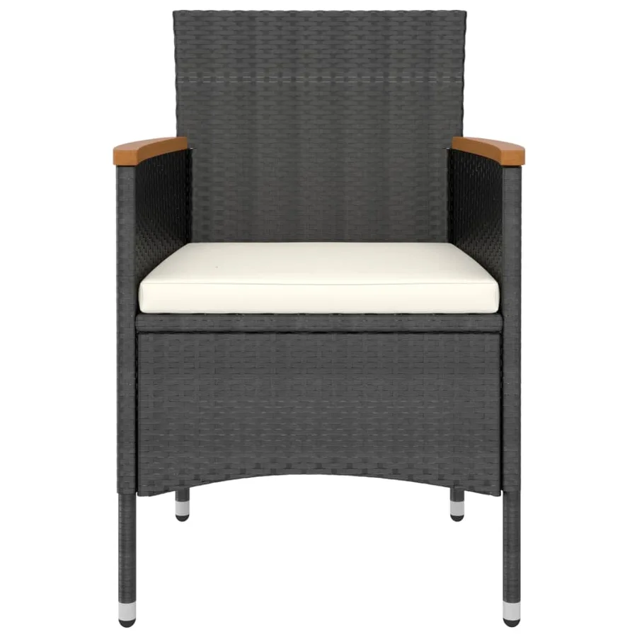 Jeu de chaise et tabouret de jardin 4 pcs Résine tressée Noir - 4
