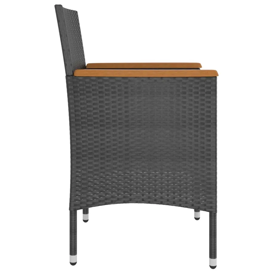 Jeu de chaise et tabouret de jardin 4 pcs Résine tressée Noir - 5