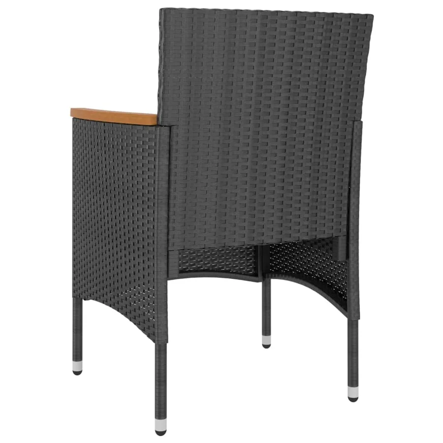 Jeu de chaise et tabouret de jardin 4 pcs Résine tressée Noir - 6