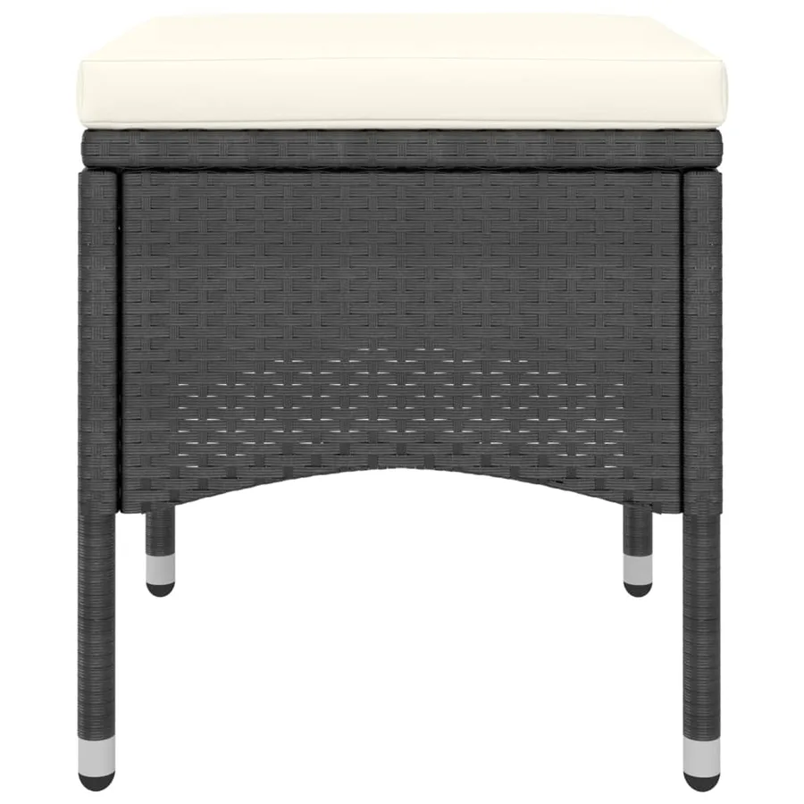 Jeu de chaise et tabouret de jardin 4 pcs Résine tressée Noir - 8