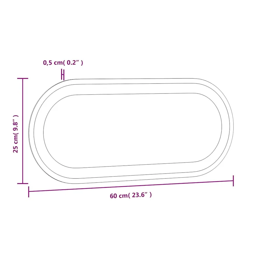 Miroir de salle de bain à LED 60x25 cm ovale - 14