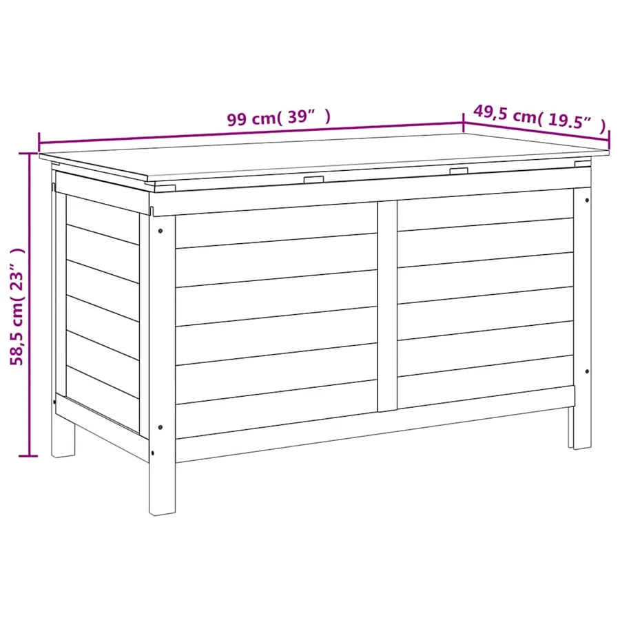 Boîte de rangement de jardin anthracite bois massif de sapin - 8