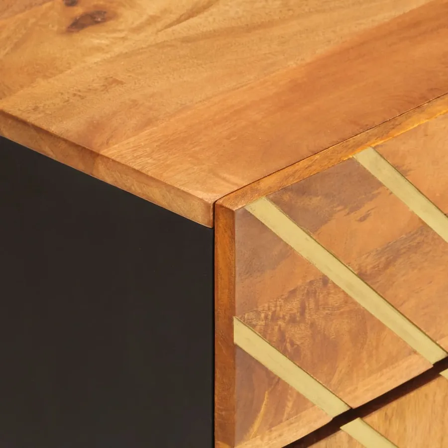 Table de chevet marron et noir 50x33x60 cm bois manguier solide - 8