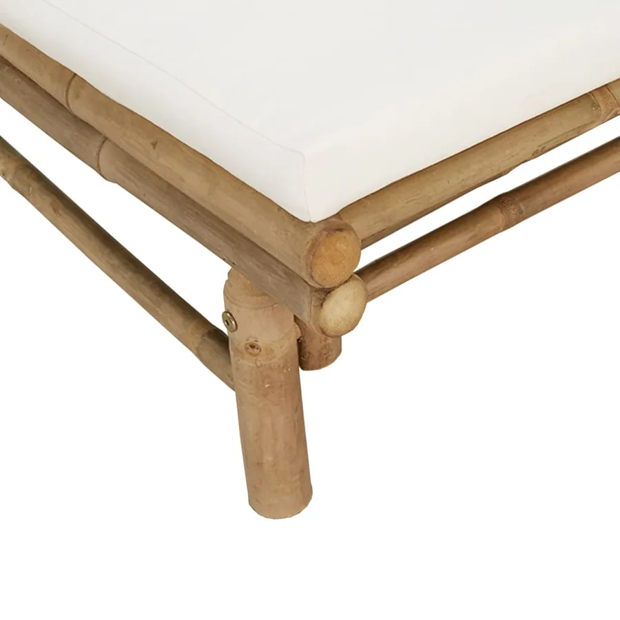 Banc de jardin avec coussins blanc crème bambou - 5