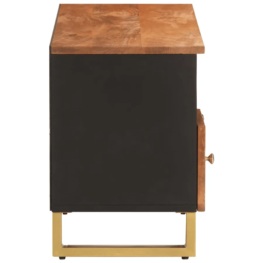 Meuble TV marron et noir 100x33,5x46 cm bois massif de manguier - 5