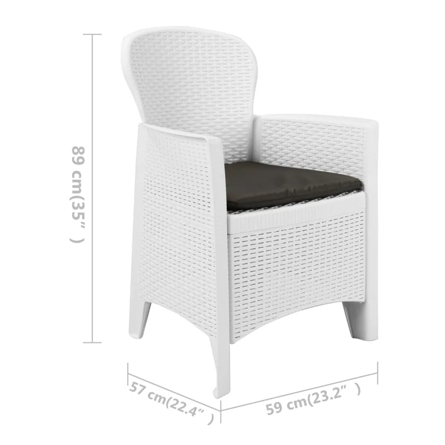 Ensemble de bistro 3 pcs Plastique Blanc Aspect de rotin - 11