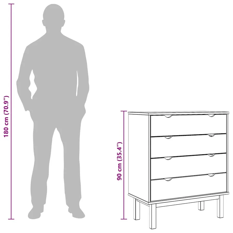 Commode OTTA Marron et blanc 76,5x39,5x90 cm Bois de pin massif - 10