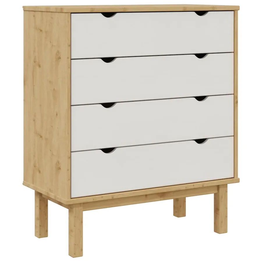 Commode OTTA Marron et blanc 76,5x39,5x90 cm Bois de pin massif - 2