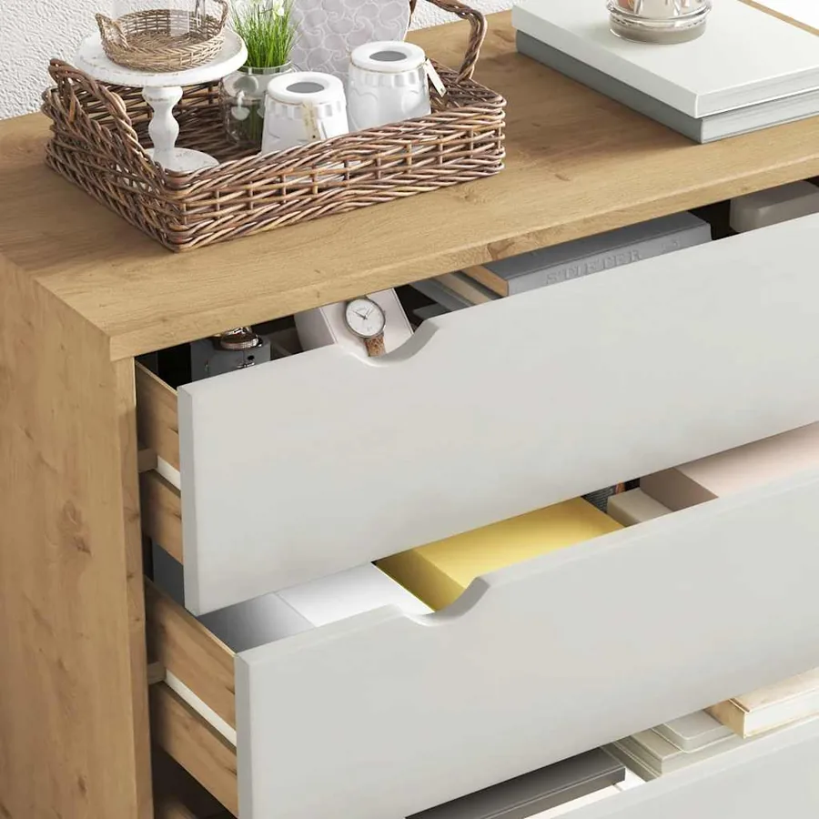 Commode OTTA Marron et blanc 76,5x39,5x90 cm Bois de pin massif - 4