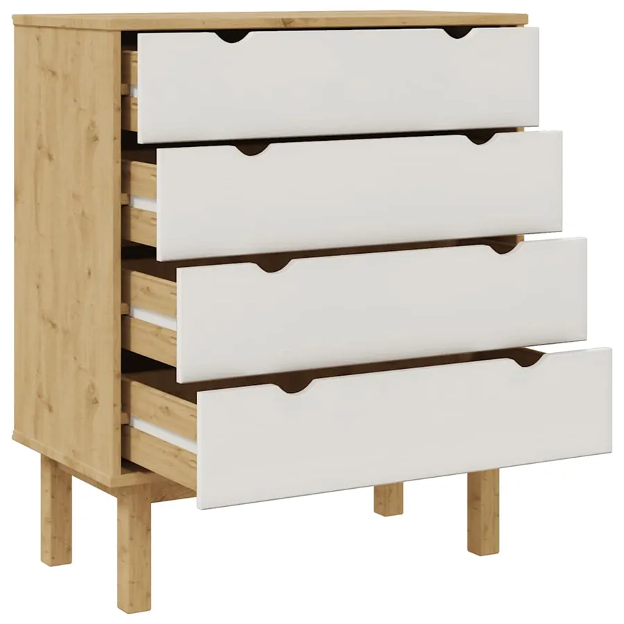 Commode OTTA Marron et blanc 76,5x39,5x90 cm Bois de pin massif - 5