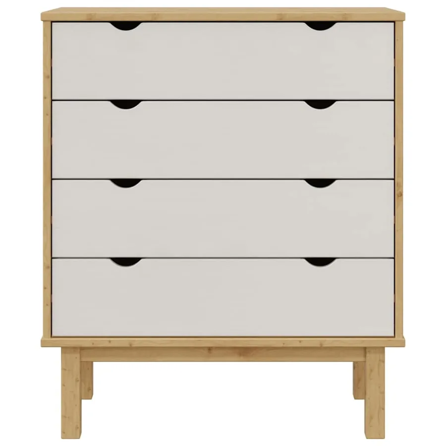 Commode OTTA Marron et blanc 76,5x39,5x90 cm Bois de pin massif - 6