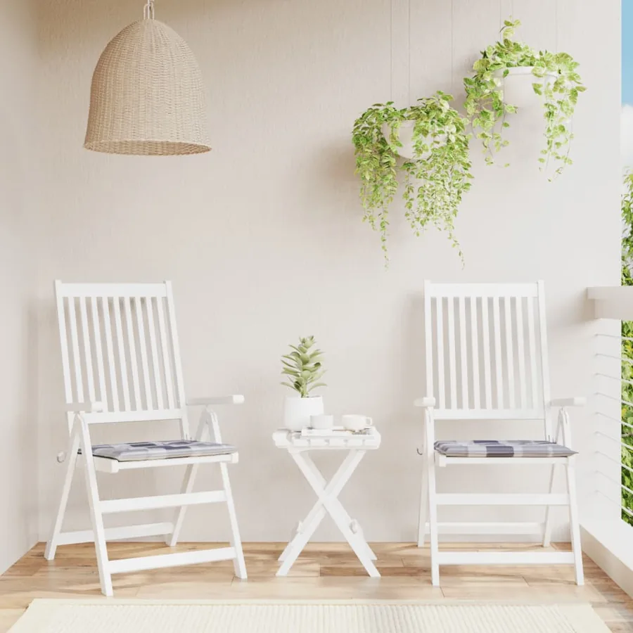 Coussins de chaise de jardin lot de 2 carreaux gris 50x50x4 cm