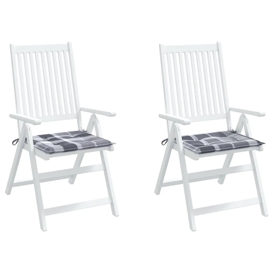 Coussins de chaise de jardin lot de 2 carreaux gris 50x50x4 cm - 8