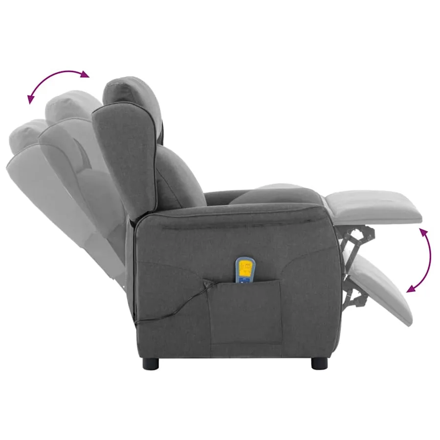 Chaise de massage Gris clair 93.5 x 67.5 x 101.5 cm tissu - 7