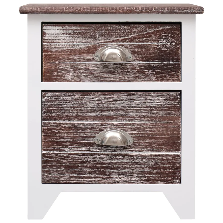 Table de chevet Marron et blanc 38x28x45 cm Bois de Paulownia - 2