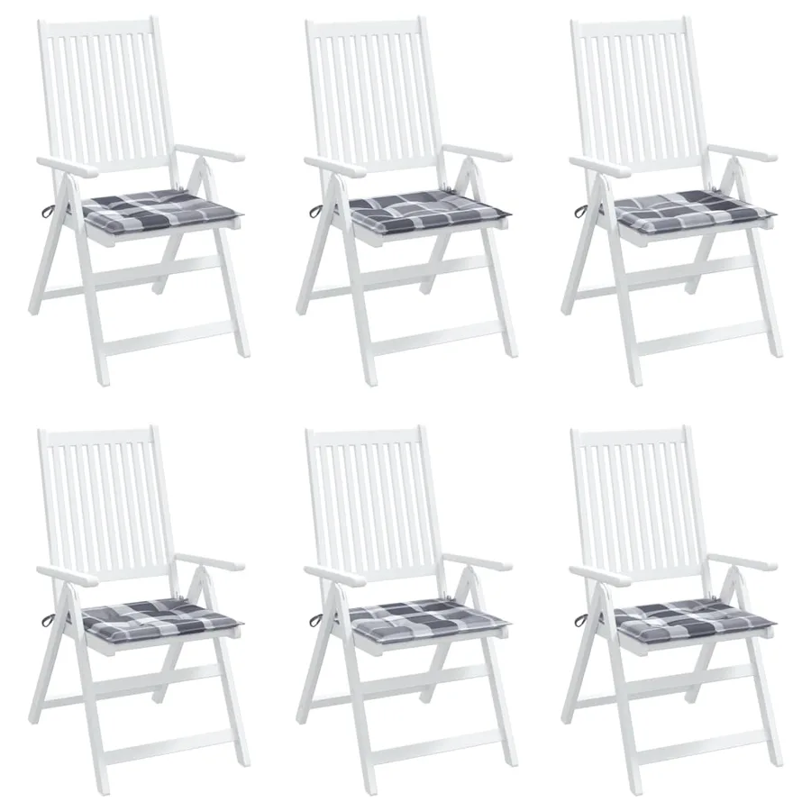 Coussins de chaise de jardin lot de 6 carreaux gris 50x50x4 cm - 8