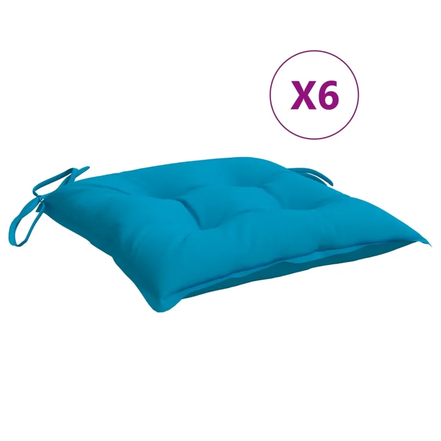 Coussins de chaise lot de 6 bleu clair 40x40x7 cm tissu oxford - 2