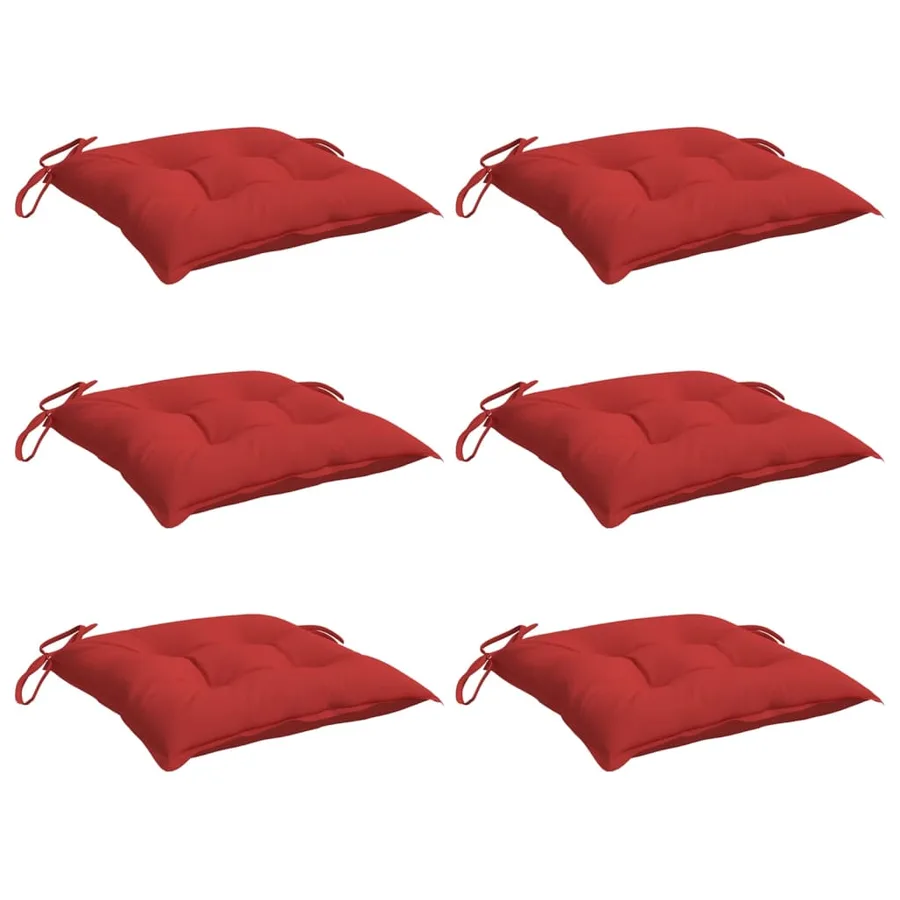 Coussins de chaise lot de 6 rouge 40x40x7 cm tissu oxford - 3