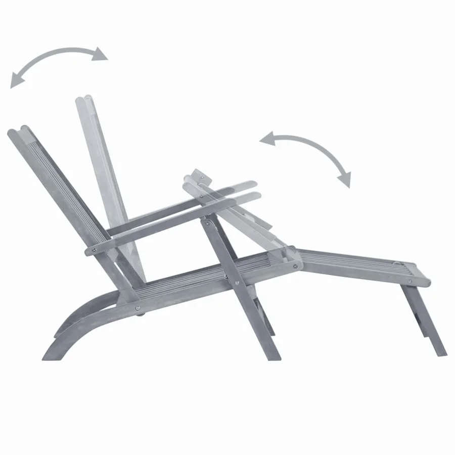 Chaise longue d'extérieur avec repose-pied Délavage gris Acacia - 3