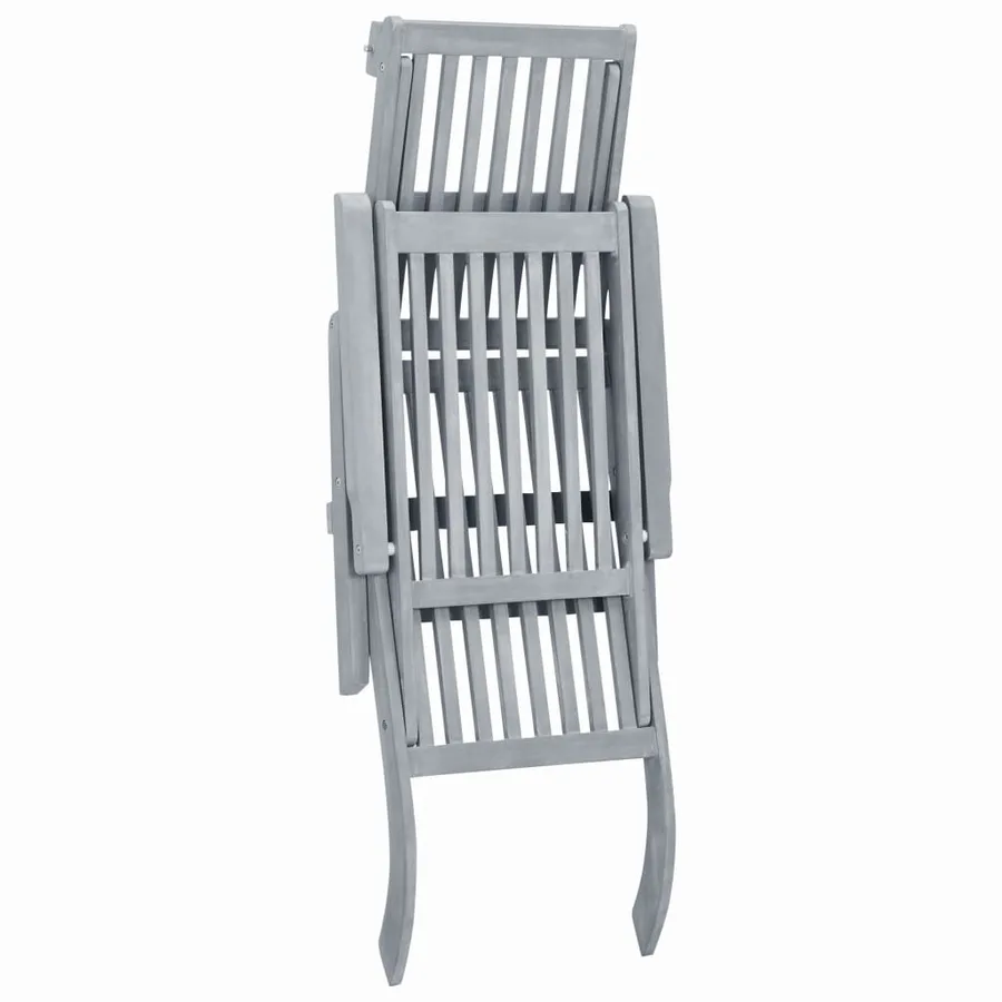 Chaise longue d'extérieur avec repose-pied Délavage gris Acacia - 5