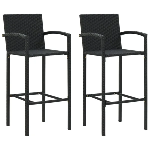 Tabourets de bar lot de 2 noir résine tressée