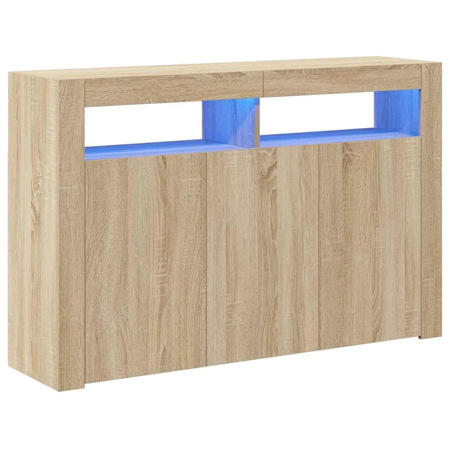 Buffet avec lumières LED chêne sonoma 115,5x30x75 cm - 2