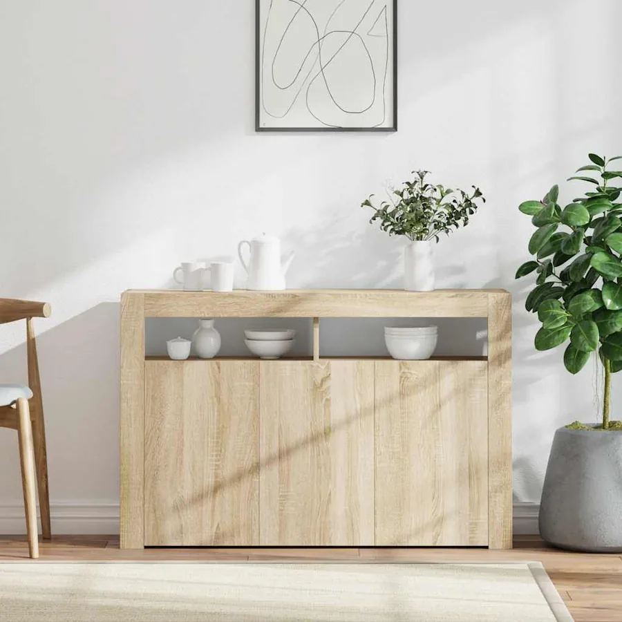 Buffet avec lumières LED chêne sonoma 115,5x30x75 cm - 6