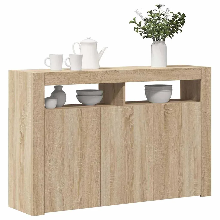 Buffet avec lumières LED chêne sonoma 115,5x30x75 cm - 7
