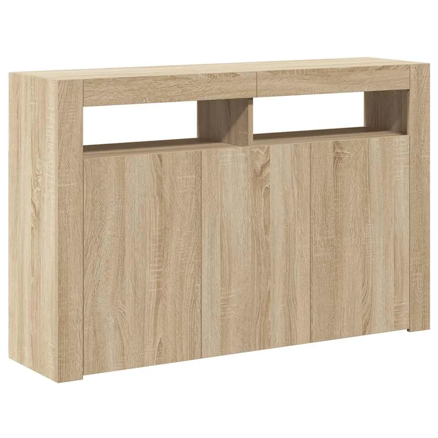 Buffet avec lumières LED chêne sonoma 115,5x30x75 cm - 8