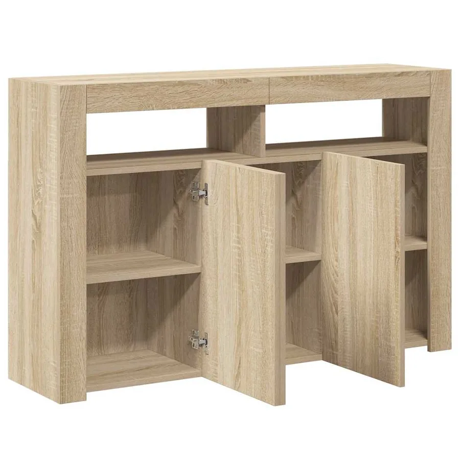 Buffet avec lumières LED chêne sonoma 115,5x30x75 cm - 9