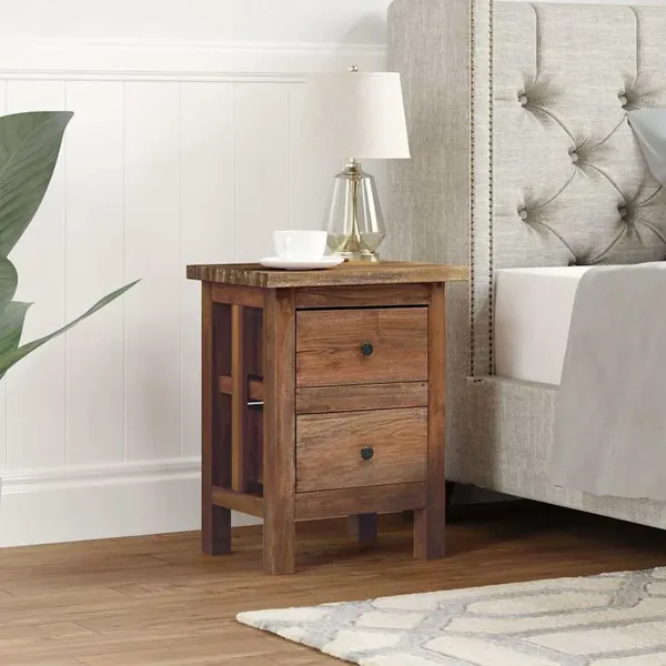 Table de chevet bois massif d'acajou 40x30x51 cm