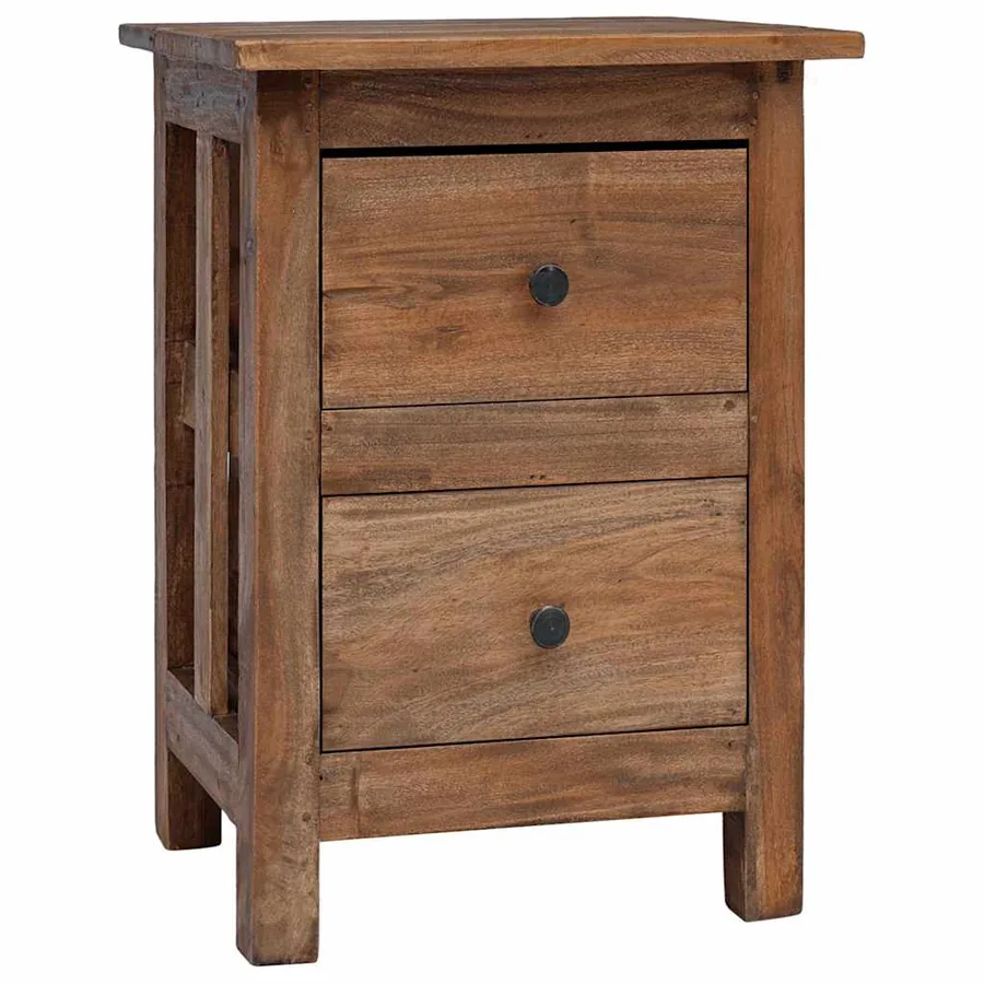 Table de chevet bois massif d'acajou 40x30x51 cm - 2