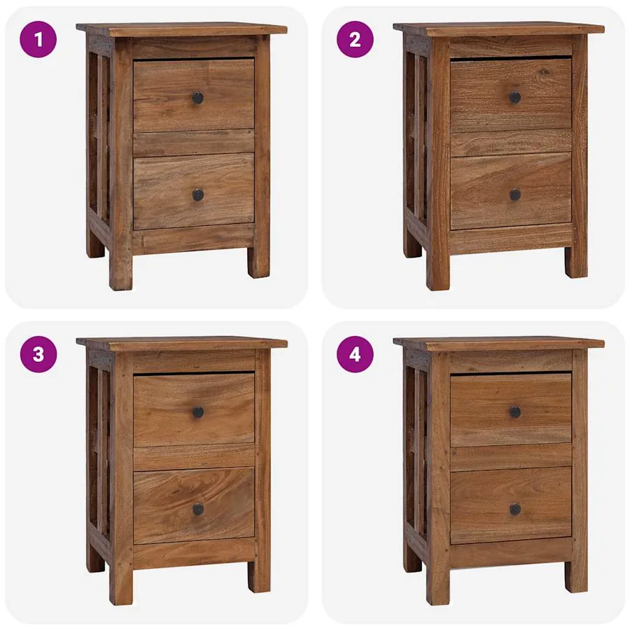 Table de chevet bois massif d'acajou 40x30x51 cm - 6